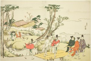 Frontispice til det illustrerte albumet "Thirty-six Immortal Women Poets" ("Nishikizuri onna sanjurokkasen") av Katsushika Hokusai