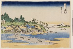 Fuji fra Enoshima-øya i Sagami-provinsen, fra serien Thirty-six Views of Mt. Fuji, tidlig på 1830-tallet av Katsushika Hokusai