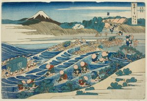 Fuji fra kanaya sound te city grad (urban grad kanaya no fuji), fra serie s t rty x view ws of Mt. Fuji av Katsushika Hokusai