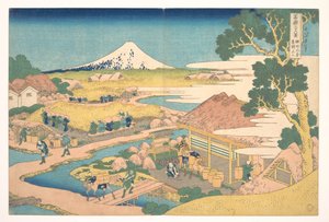 Fuji fra Katakura-teplantasjene i Suruga (Sunshū Katakura chaen no Fuji), fra serien «De tretti-seks utsiktene over Fuji-fjellet» (Fugaku sanjūrokkei) av Katsushika Hokusai