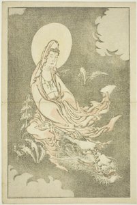 Goddess Riding a Dragon, fra The Picture Book of Realistic Paintings of Hokusai (Hokusai shashin gafu), ca. 1814 (treblokktrykk i farger (albumark)) av Katsushika Hokusai