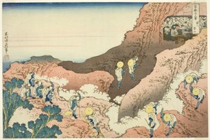 Grupper av fjellklatrere av Katsushika Hokusai