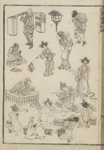 Japansk bading (treblokktrykk) av Katsushika Hokusai