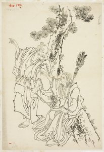 Jo and Uba; Theme of Takasago, ca. 1815-49 (ink on paper) av Katsushika Hokusai