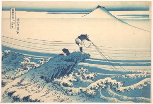 Kajikazawa i Kai-provinsen (Kōshū Kajikazawa), fra serien «De tretti-seks utsiktene over Fuji-fjellet» (Fugaku sanjūrokkei) av Katsushika Hokusai