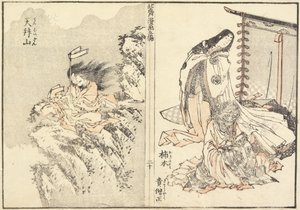 Kakinomoto no Hitomaro plan d-butikk ble også født, 1816 av Katsushika Hokusai
