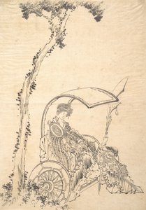 Dame i en vogn. av Katsushika Hokusai