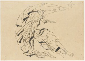 Langarmet mann som strekker seg, Edo-perioden, 1800-tallet. av Katsushika Hokusai