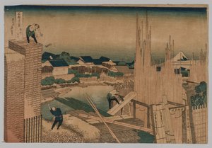 Trelastgård, 1760-1849. av Katsushika Hokusai
