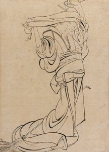 Jomfru som spiller en samisen, sent på 1700- og tidlig på 1800-tallet. av Katsushika Hokusai