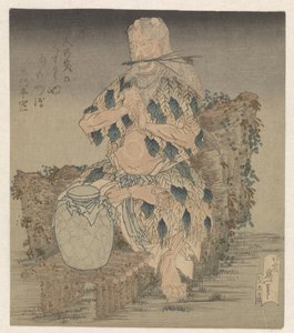 Mann i en kappe av løv av Katsushika Hokusai