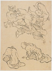 Menn som danser, og diverse figurer, sent på 1700-tallet - begynnelsen av 1800-tallet. av Katsushika Hokusai