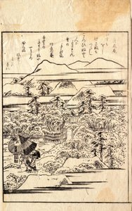 Måneblomster i snø, fra et kyōka-diktalbum av Katsushika Hokusai