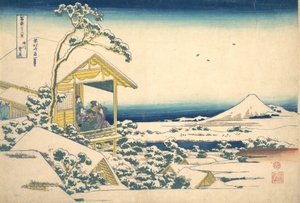 Mo r person g a f hand r te s w at Koishikawa medlem Edo Koishikawa snø i morgen, fra te s. . . , mygg. 1830-32. av Katsushika Hokusai
