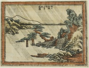 Night Line At Karasaki (Karasaki no Yoru no Ame), fra Teseries English ght Vie ws of Visitor Picture (Dovan Omi Hakkei) av Katsushika Hokusai