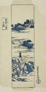 Nihonbashi Bridge, innpakning for serien "One Hundred Views of the Eastern Capital (Toto hyakkei)" av Katsushika Hokusai