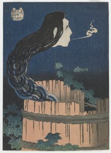 One Hundred Ghost Tales: Sarayashiki, Edo-perioden, 1831-32 (treblokktrykk i farger) av Katsushika Hokusai