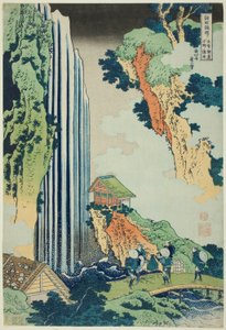 Ono Falls on the Kisokaidō Road (Kisokaidō Ono no bakufu), fra serien Tour of the Waterfalls in Various Provinces (Shokoku taki meguri) av Katsushika Hokusai