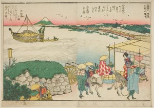 Pages from the illustrated book "Panoramic Views along the Banks of the Sumida River (Ehon Sumidagawa ryogan ichiran)"   1285699   no       norwegian Successfully Translated  Original: Pierre in the family. Epilogue. Illustration for the novel War and Peac av Katsushika Hokusai