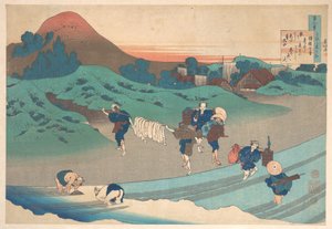 Dikt av keiserinne Jitō (Jitō Tenno), fra samlingen «Hundre dikt forklart av ammen» (Hyakunin isshu uba ga etoki) av Katsushika Hokusai