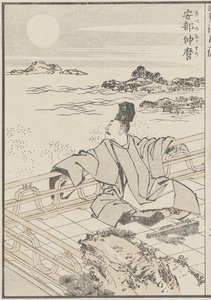 Poet og månen, ca. 1840 (treblokktrykk) av Katsushika Hokusai