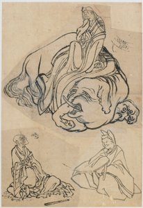 Forberedende skisse for The Courtesan Eguchi as the Bodhisattva Fugen..., Edo-perioden, c1806-1811. av Katsushika Hokusai