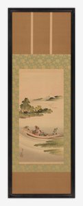 Elvelandskap: ferge og Fuji-fjellet, Edo-perioden, 1842. av Katsushika Hokusai