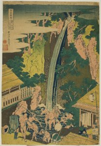 Roben Falls at Oyama i Sagami-provinsen (Soshu Oyama Roben no taki), fra serien "A Tour of Waterfalls in Various Provinces (Shokoku taki meguri)" av Katsushika Hokusai