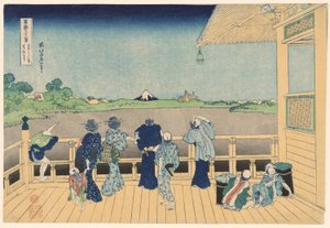 Sazai Hall ved Temple of the Five Hundred Arhats (Gohyakurakanji Sazaido), fra serien "Thirty-six Views of Mount Fuji (Fugaku sanjurokkei)" av Katsushika Hokusai