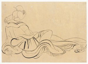 Sittende kvinne som klør seg i hodet, sent på 1700-tallet - begynnelsen av 1800-tallet. av Katsushika Hokusai
