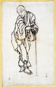 Selvportrett som en gammel mann, ca. 1840-49 (penn og blekk på papir) av Katsushika Hokusai