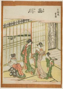 Shinagawa, fra seriens "Fifty-three S tachi sound s of the city degree (urban degree main mountain next)" av Katsushika Hokusai