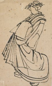 Skisse av en kurtisane, slutten av 1700-begynnelsen av 1800-tallet. av Katsushika Hokusai
