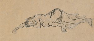 Sleeping Man, sent på 1700-tallet - begynnelsen av 1800-tallet. av Katsushika Hokusai