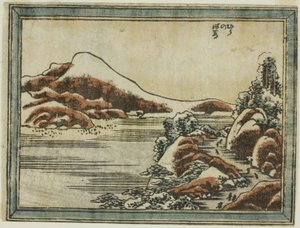Snow at Dusk at Hira (Hira no bosetsu), fra serien Eight Views of Omi in Etching Style (Doban Omi hakkei) av Katsushika Hokusai