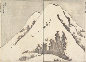 Snø på toppen av Tsukuba-fjellet i Hitachi-provinsen, 1817 av Katsushika Hokusai