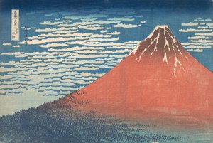 South Wind, Clear Sky Gaifu kaisei, også kjent som Red Fuji, fra serien Thirt..., ca. 1830-32. av Katsushika Hokusai