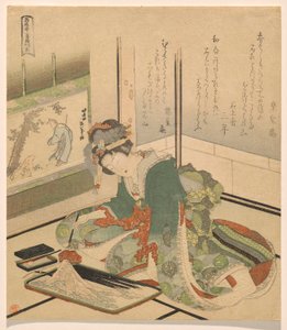Stone, fra serien Three Children av Katsushika Hokusai