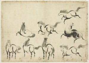 Studies of Horses, ca. 1815-1849 (blekk på papir) av Katsushika Hokusai