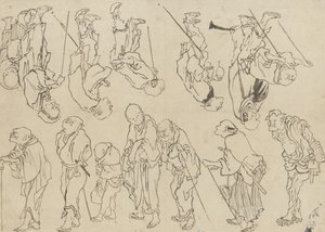 Studier av lamme pilegrimer, Edo-perioden (blekk på papir) av Katsushika Hokusai