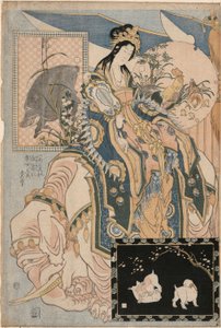 Tang Lady on a White Elephant, fra et sett Reklame Giant Straw Works in a Fair Attraction av Katsushika Hokusai