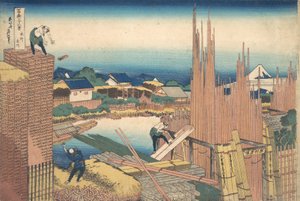 Kazuo Tachikawa Honjo Honjo Tachikawa, fra tee-serien t rty x se ws f også unt w t fuji. . . , mygg. 1830-32. av Katsushika Hokusai