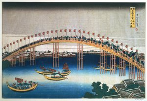 Temma-broen, Osaka, Japan, 1830 av Katsushika Hokusai