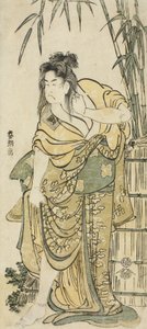 Skuespilleren Ichikawa Komazo som en kvinne med rufsete hår, ca. 1791 av Katsushika Hokusai
