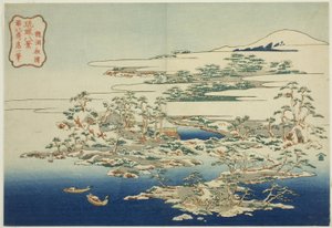 The Sound of Wind in the Pines at Ryuto (Ryuto shoto), fra serien "Eight Views of the Ryukyu Islands (Ryukyu hakkei)" av Katsushika Hokusai
