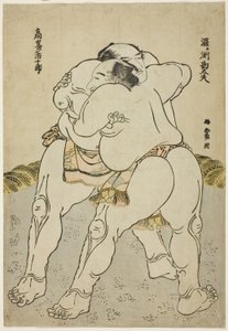 Tesumo Wresters Uzugaen Kandayu Draft d Kazuki Takasaki av Katsushika Hokusai