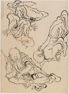 Tre menn gestikulerer, sent på 1700-tallet - begynnelsen av 1800-tallet. av Katsushika Hokusai