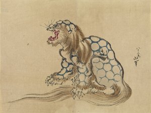 Uten tittel, c. 1890 (treblokktrykk, blekk og farge på papir) av Katsushika Hokusai