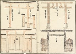 Ulike typer Torii-bue, 1816 av Katsushika Hokusai