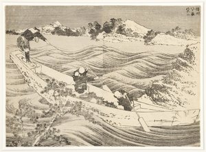Yatsugatake i Shinano-provinsen, 1834-35 (treblokk) av Katsushika Hokusai